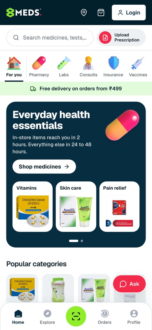 8Meds, live app screen