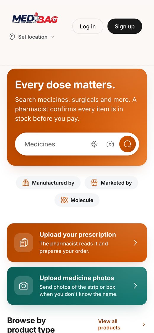 MediBag, live app screen