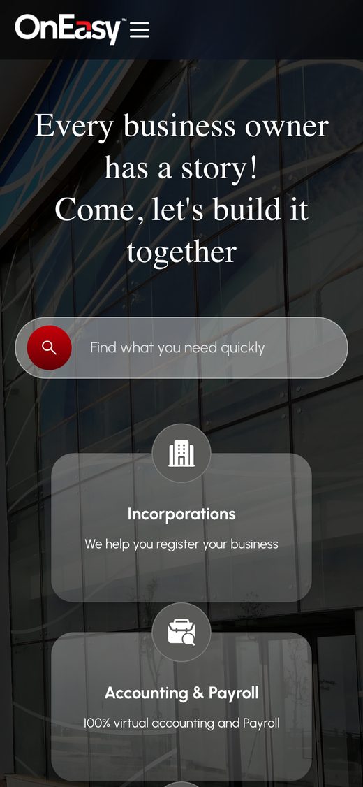 OnEasy, live app screen